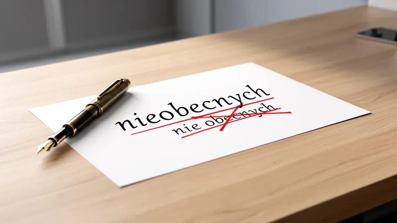 Pisownia słowa „nieobecnych”: piszemy zawsze razem